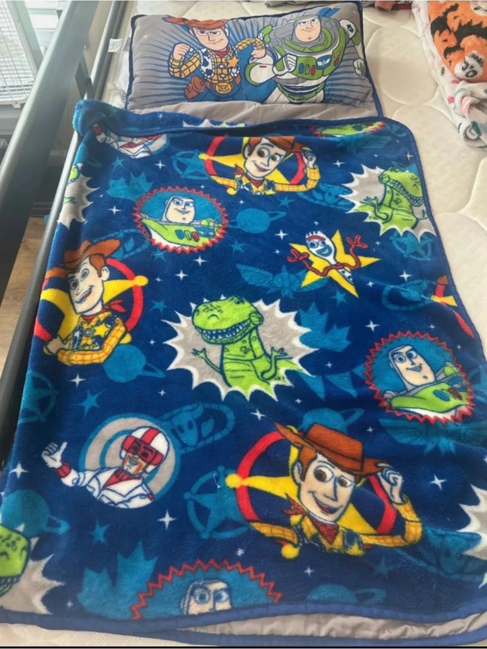 Toy Story Kids Blue Fleece Sleep Mat - Disney Pixar Characters